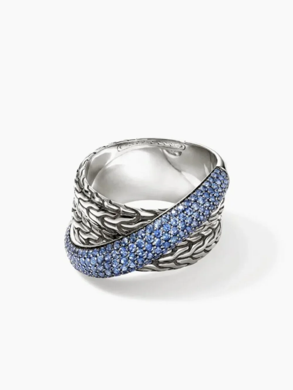 JH Essential Pavé Crossover Ring, Sterling Silver, Gemstones